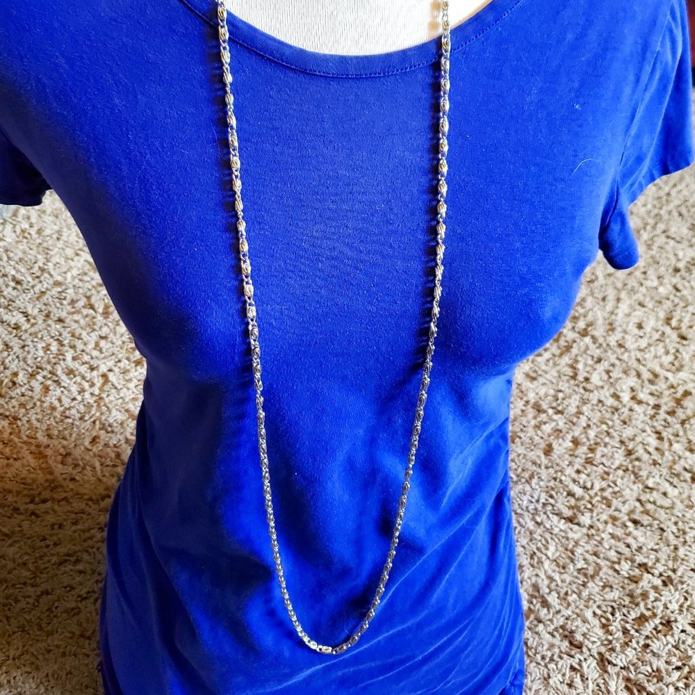 44" Long Silver Tone S Link Chain Necklace Layer